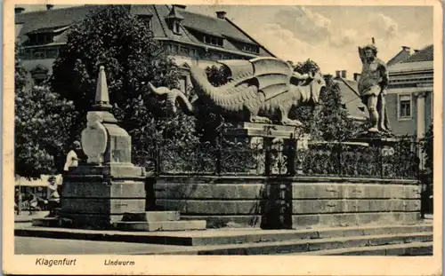 5739 - Kärnten - Klagenfurt , Lindwurm , Brunnen - gelaufen 1932