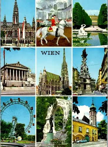 5762 - Wien - Rathaus , Spanische Hofreitschule , Schönbrunn , Parlament , Riesenrad - gelaufen 1966