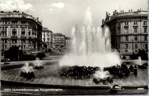 5768 - Wien - Hochstrahlbrunnen gegen Schwarzenbergplatz , Brunnen - gelaufen 1965