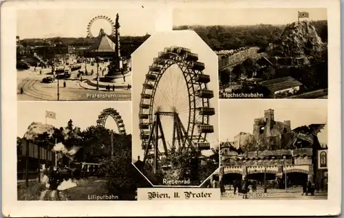 5777 - Wien - Prater , Riesenrad , Lilitupbahn , Praterstern , Hochschaubahn , Geisterschloss - gelaufen 1944