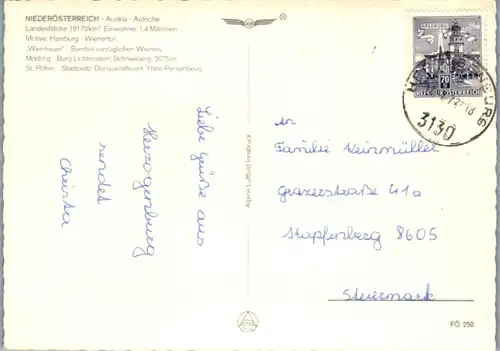 5810 - Niederösterreich - Hainburg , Wienertor , Weinhauer , Burg Lichtenstein , Schneeberg , Ybby-Persenberg - gelaufen 1972