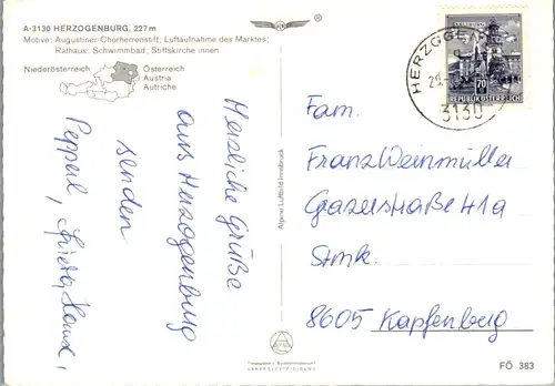 5818 - Niederösterreich - Herzogenburg , Chorherrenstift , Schwimmbad , Rathaus - gelaufen