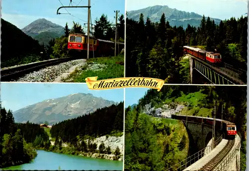 5835 - Niederösterreich - Mariazellerbahn , Gösing gegen Ötscher , Kuhgrabenbrücke , Erlaufklause , Saugrabenviadukt - gelaufen 1977