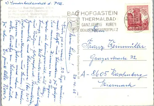 5874 - Salzburg - Bad Hofgastein an der Tauernbahn , Stubnerkogel , Zittauertisch , Silberpfennig - gelaufen 1968