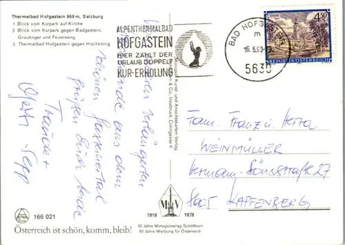 5883 - Salzburg - Hofgastein , Kurpark , Kirche , Graukogel , Feuersang , Hochkönig - gelaufen 1990