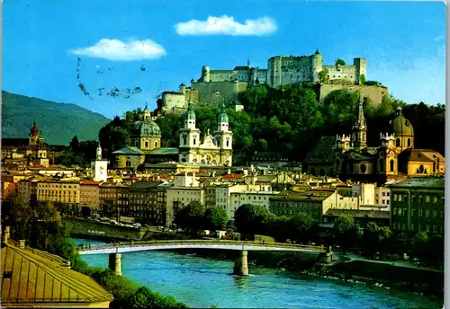 5890 - Salzburg - Salzburg , Altstadt und Festung , Neuer Makartsteg - gelaufen 1995