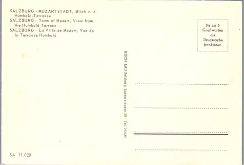 5902 - Salzburg - Salzburg , Mozartstadt , Blick v. d. Humbold Terrasse - nicht gelaufen