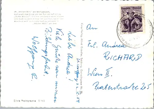 5908 - Salzburg - St. Wolfgang , Weisses Rössl , Wolfgang See , Mehrbildkarte , Salzkammergut - gelaufen 1958