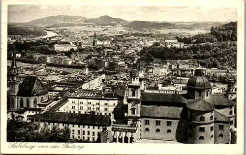 5937 - Salzburg - Salzburg v. d. Festung , Panorama , Kupferdruckkarte - gelaufen 1929