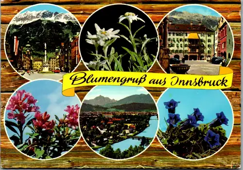 5945 - Tirol - Innsbruck , Blumengruß , Mehrbildkarte - gelaufen 1973