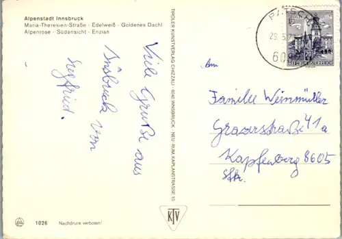 5945 - Tirol - Innsbruck , Blumengruß , Mehrbildkarte - gelaufen 1973