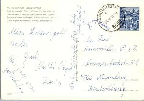 5949 - Tirol - Nassereith , Hotel Schloß Fernsteinsee , Ruderboot - gelaufen 1969