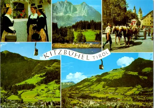 5959 - Tirol - Kitzbühel , Brixentaler Tracht , Schwarzsee , Hahnenkamm , Kitzbühler Horn - gelaufen
