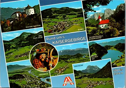 5993 - Tirol - Kaisergebirge , Kufstein , Kirchdorf , Kirchbichl , Ellmau , Mehrbildkarte - gelaufen 1991