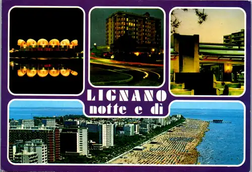 6051 - Italien - Lignano notte e di , Mehrbildkarte - gelaufen 1994