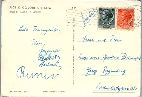 6069 - Italien - S. Vigilio , Lago di Garda , Lusi e Colori D'Italia - gelaufen 1958