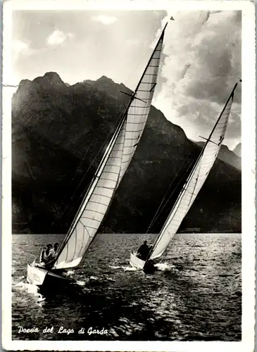 6072 - Italien - Lago di Garda , Posia , Segelboot - gelaufen 1958