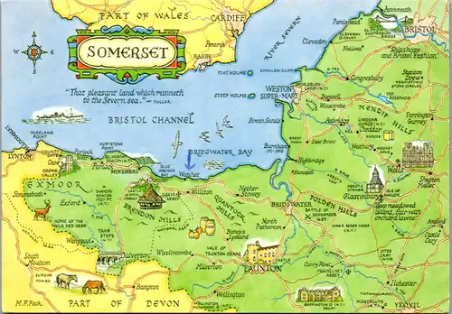 6083 - Großbritannien - Somerset , Landkarte - gelaufen 2005