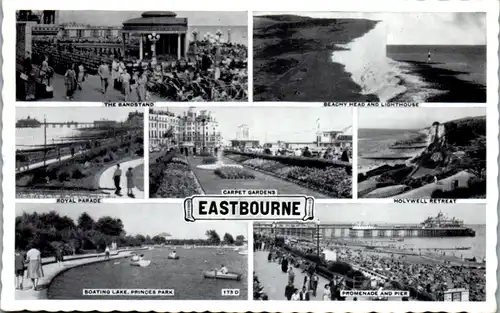 6090 - Großbritannien - Eastbourne , Bandstand , Boating Lake , Lighthouse , Promenade and Pier - gelaufen 1961