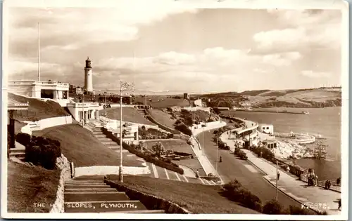 6092 - Großbritannien - Plymouth , The Hoe Slopes , Lighthouse , Leuchtturm - gelaufen 1959