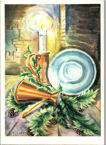 6112 - Künstlerkarte - Weihnachtliches Stilleben , Bruno Carati - nicht gelaufen
