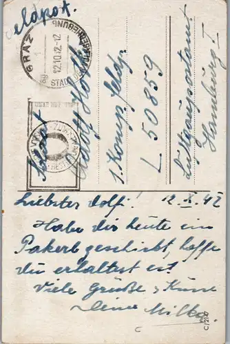 6115 - Künstlerkarte - Feldpost , Graz - Hamburg , Baum , Käfer - gelaufen