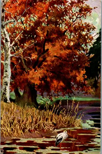 6117 - Künstlerkarte - Künstlerkarte , Storch - gelaufen 1909