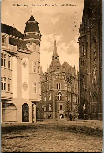 6152 - Deutschland - Oldenburg , Partie am Kasinoplatz mit Rathaus - gelaufen 1908