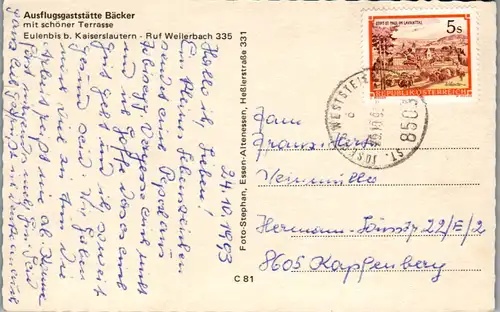 6157 - Deutschland - Eulenbis b. Kaiserslautern , Gasthaus zur schönen Aussicht , Bäcker - gelaufen 1993