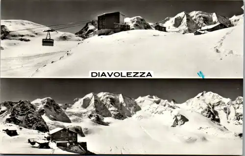 6218 - Schweiz - Diavolezza , Luftseilbahn mit Berninagruppe - gelaufen 1958