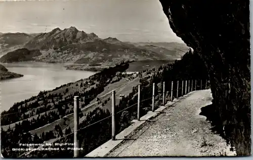 6226 - Schweiz - Rigi Kaltbad , Felsenweg bei Rigi First , Blick gegen Kaltbad u. Pilatus , Vierwaldstättersee - gelaufen 1960