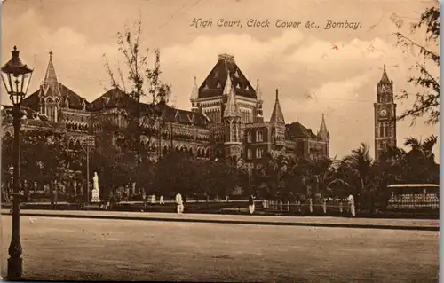 6254 - Indien - Bombay , High Court , Clock Tower - gelaufen 1912