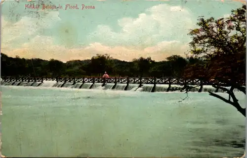 6275 - Indien - Poona , Pune , Holkar Bridge in Flood - gelaufen 1912