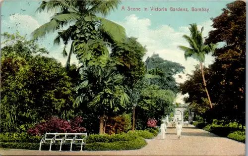 6277 - Indien - Bombay , A Scene in Victoria Gardens - gelaufen 1912