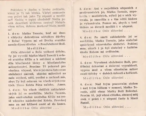 6293 - Tschechoslowakei - Heiligenbild , Kratka novena , Matce M. Terezii Schererove