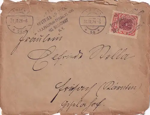 6306 - Österreich - Brief , Wien - Kärnten v. 1921 , leer