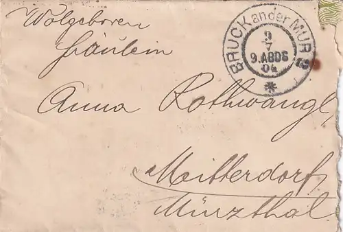 6311 - Österreich - Brief Bruck an der Mur . Mitterdorf im Mürztal v. 1904 , leer