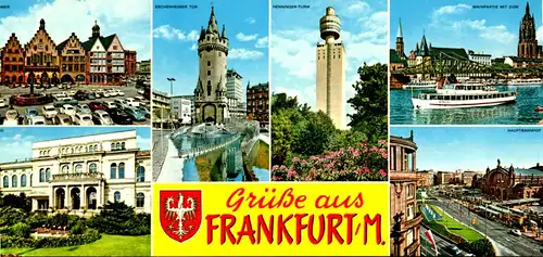 6316 - Deutschland - Frankfurt am Main , Römer , Zoo , Eschenheimer Tor , Henninger Turm , Mehrbildkarte - nicht gelaufen