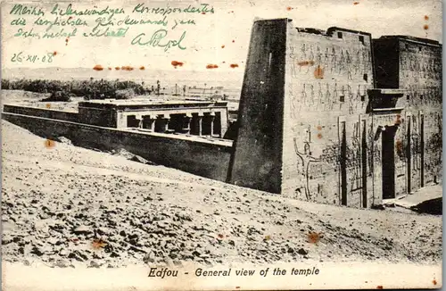 6333 - Ägypten - Egypt , Edfou , Edfu , General View of the Temple - gelaufen 1908