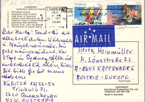 6337 - Australien - Canberra , Mehrbildkarte - gelaufen 1990
