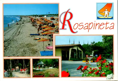 6361 - Italien - Rosolina Mare , Rosapineta , Rovigo , Strand , Mehrbildkarte - gelaufen 1999