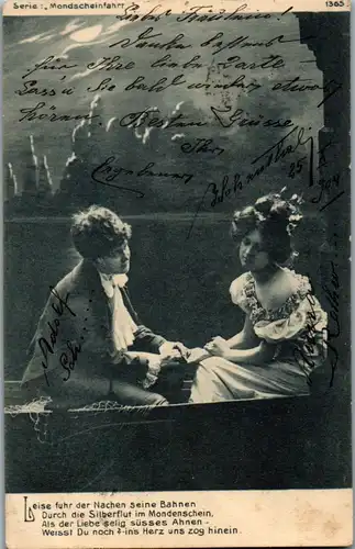 6414 -  - Paar , Romantik , Mondscheinfahrt - gelaufen 1904