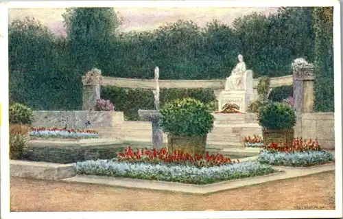 6418 -  - Wien , Kaiserin Elisabeth , Denkmal im Volksgarten , signiert - gelaufen 1911