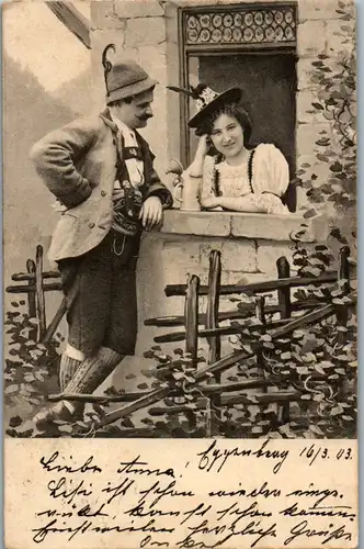 6445 -  - Paar , Romantik - gelaufen 1903