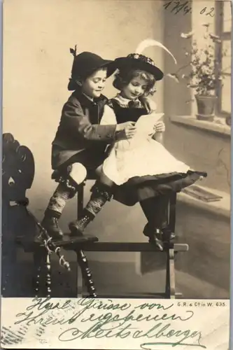 6447 -  - Motiv , Kinder in Tracht - gelaufen 1902