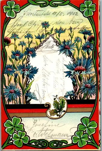 6452 -  - Blumen , Kleeblatt , nicht signiert - gelaufen 1902