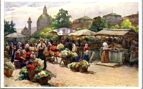 6474 -  - Wien , Naschmarkt , signiert Hans Götzinger - gelaufen 1911