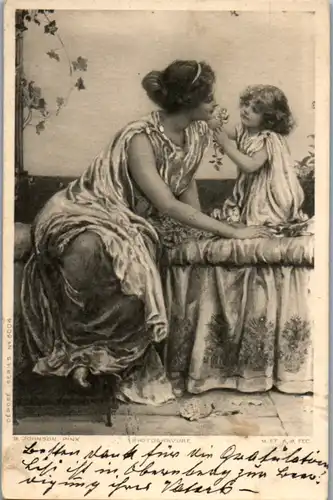 6495 -  - B. Johnson , Frau mit Kind , Photogravure - gelaufen 1903