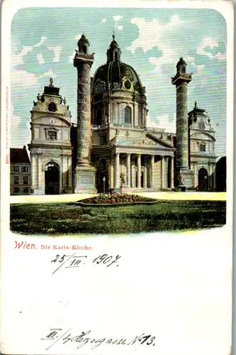 6506 - Wien - Die Karls-Kirche , Karlskirche - gelaufen 1907