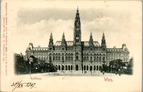 6508 - Wien - Rathaus , Reliefkarte - gelaufen 1907